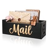 Mail Organizer Mail Holder Countertop&comma; Rustic Wooden Mail Basket Mail Tray Letter Holder Box for Desk Home Office Wall Mount
