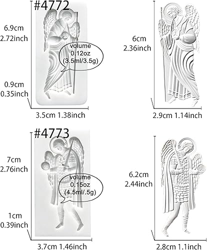 Miniatura 2 de Moldes de arte para yeso de arcilla seca al aire de Polyclay, 2 símbolos de arcángel tallados