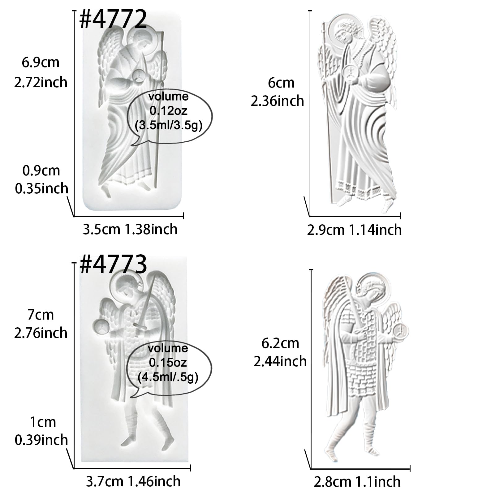 Art Molds for Polyclay Air Dry Clay Plaster 2 Carved Archangel Symbols - Image 2