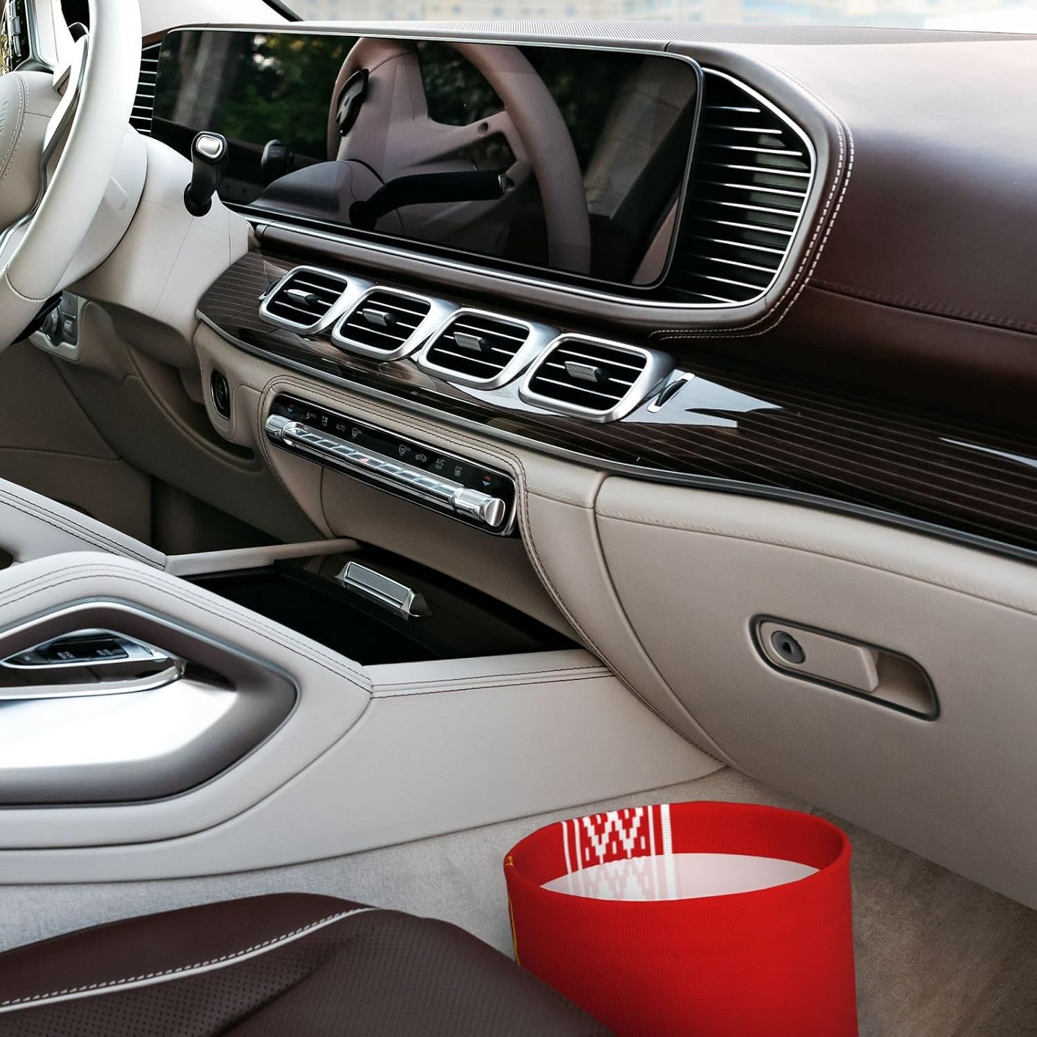 Flag of Belarus Print Car Trash Can, Portable Garbage Bin,Trashcan Car, Leakproof Car Can,for Car Office Home