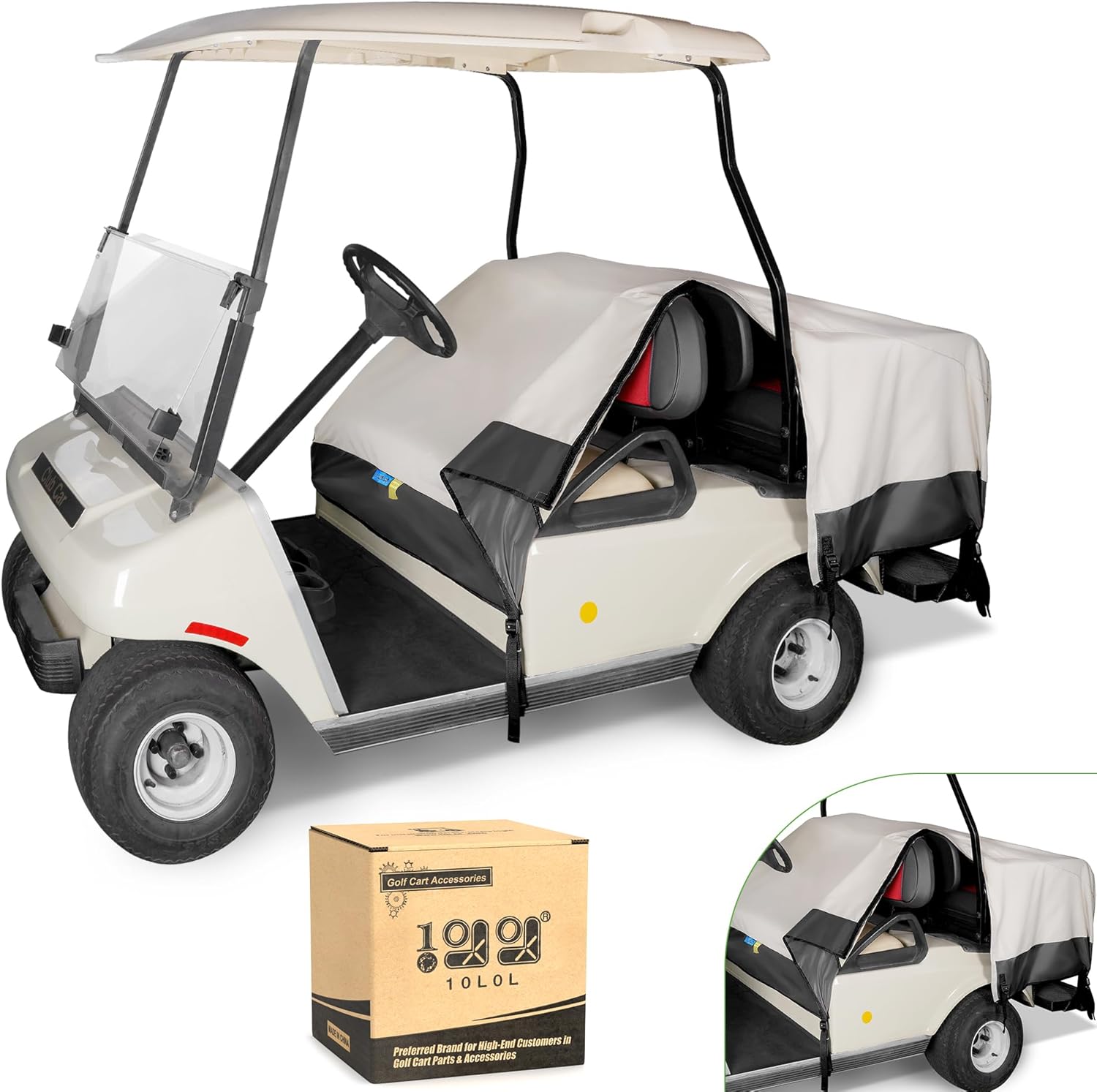 10L0L Waterproof Golf Cart Seat Cover for Yamaha, EZGO, Club Car 4 Passenger/2+2 Person, UV Protection, Universal Fit, 60 inches x 20 inches