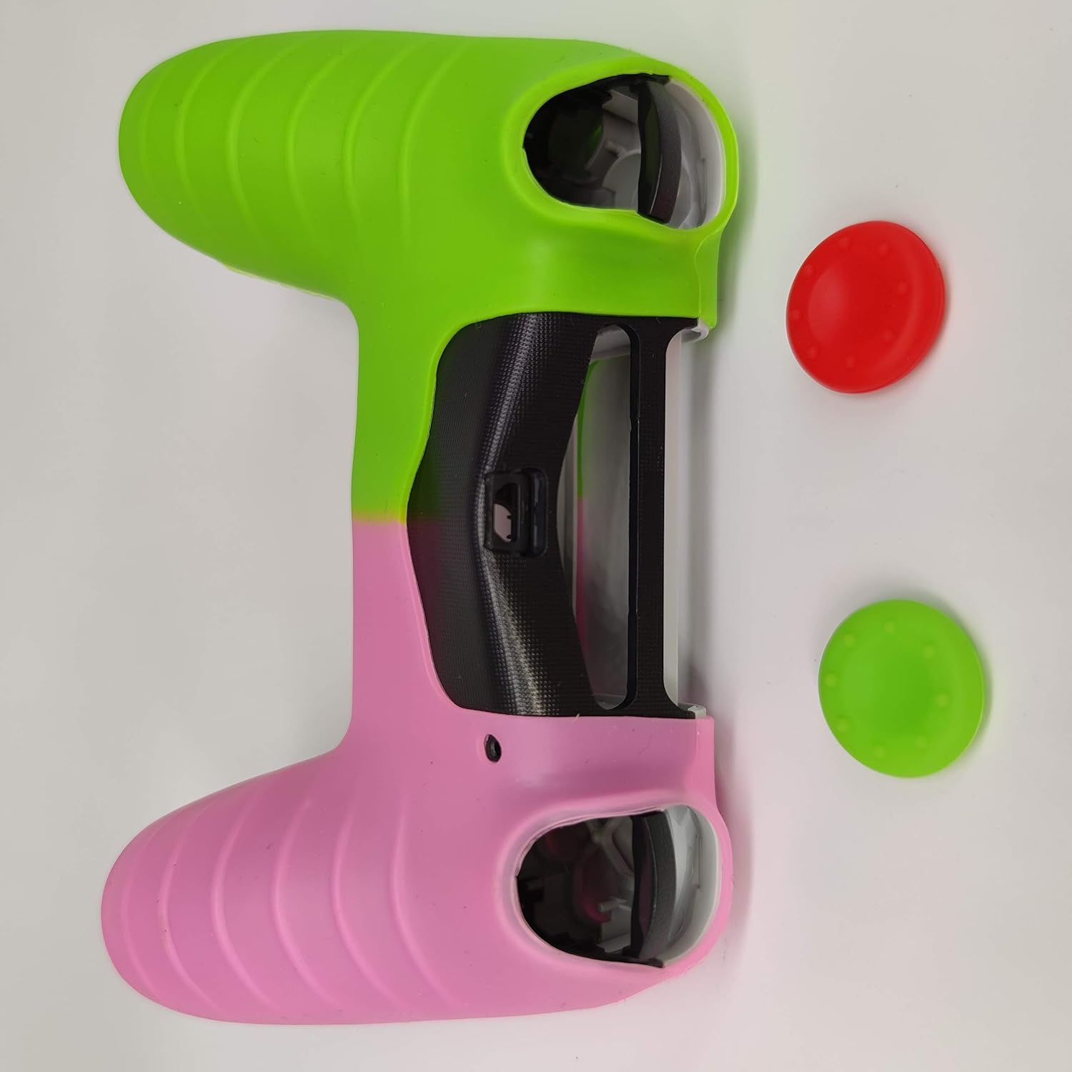 Silicone Protective Rubber Soft Case Cover Pouch Sleeve and Thumb Grips Caps Joysticks for PS4 Playstation 4 PS4 Pro Slim Controller Green Pink