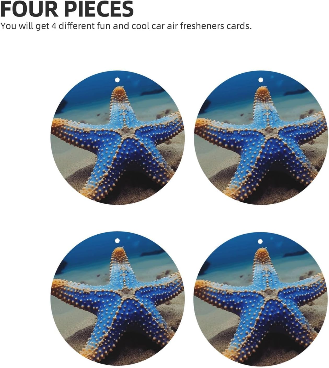 Car Air Fresheners Cards Set of 4 Pieces,Blue Sea Star Mirror Pendant Hanging Scented Cards for Wardrobe Bathroom Long-Lasting Auto Aromatherapy Tablets Gifts Car Rearview image 2