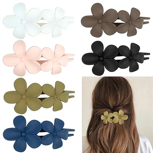 Mevnccola Paquete de 6 pinzas planas de 4.1 pulgadas para cabello fino y mediano, pinzas francesas antideslizantes para niñas y mujeres, pinzas de