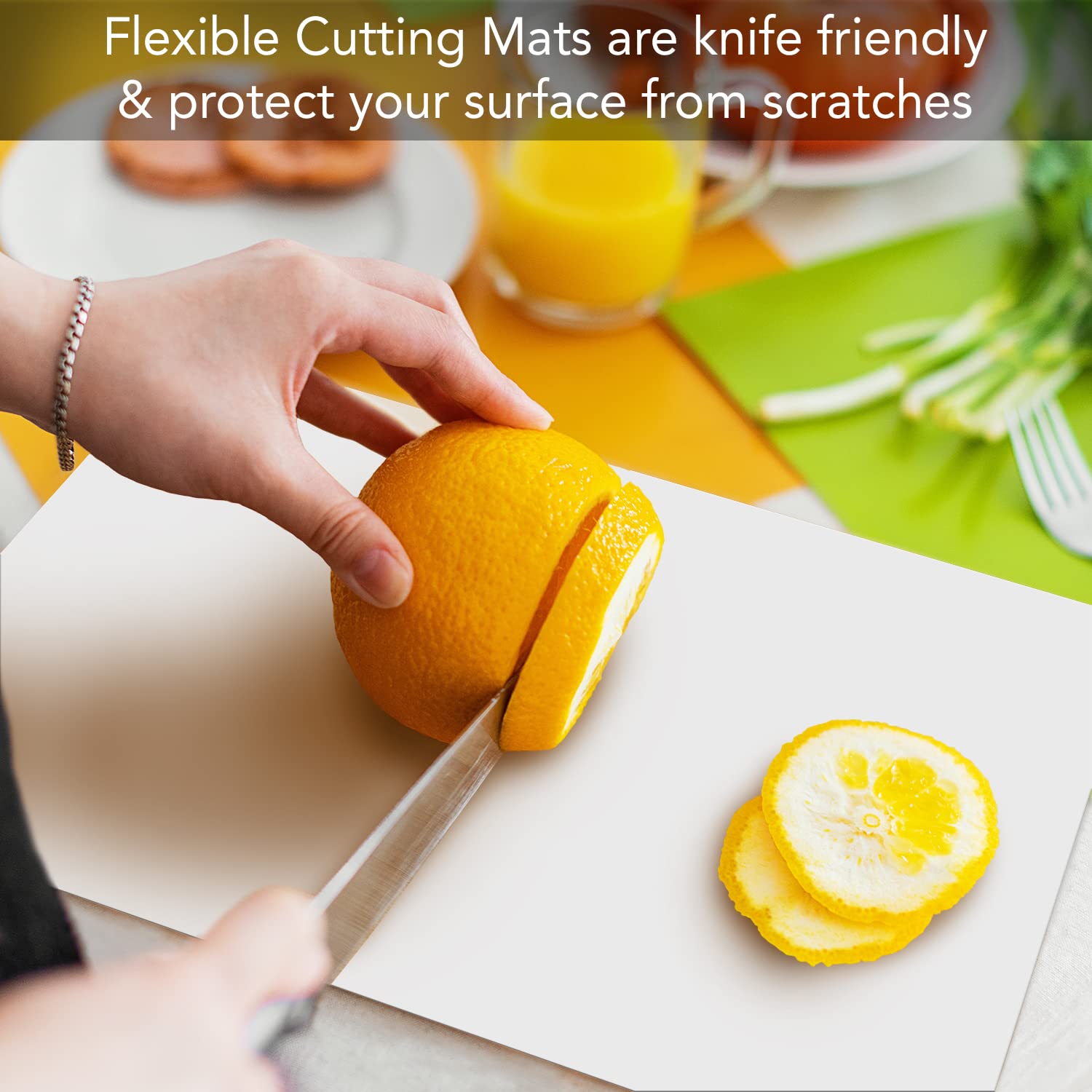 Cut N' Funnel Junior Clear Flexible Plastic Cutting Board Mat Made in the USA of BPA Free Flexible Plastic, Funnels and Easy to Clean