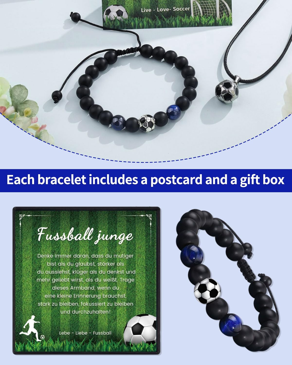 Pulsera de Fútbol para Niños 10-12 Años Regalo de Cumpleaños