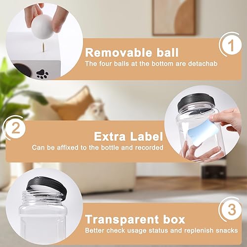 Miniatura 7 de Recipiente para golosinas para perros y gatos con 2 tarros, recipientes de almacenamiento de alimentos para mascotas, para perros, gatos, pájaros y