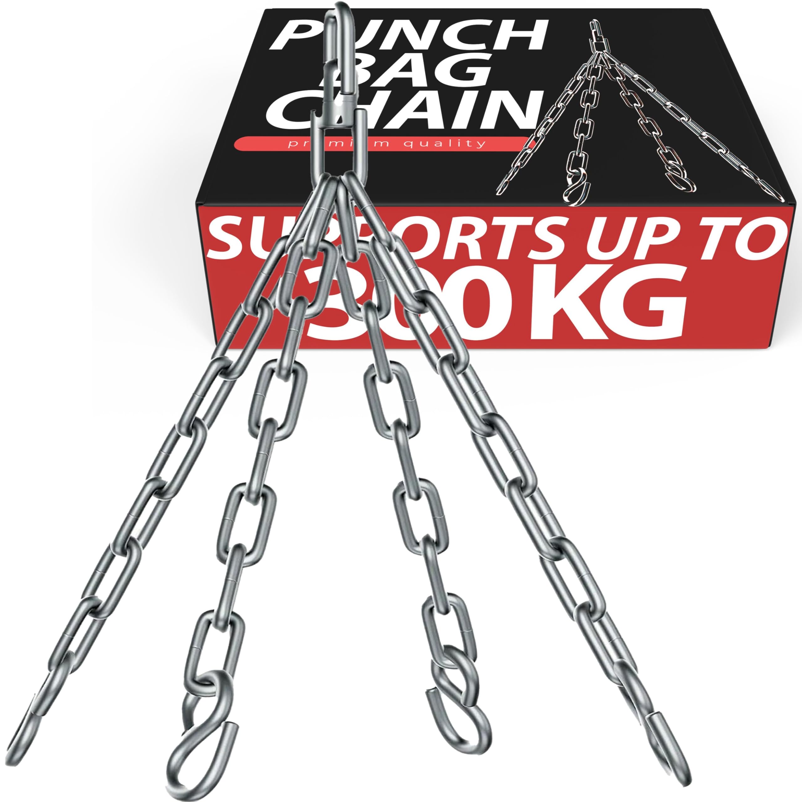 Senshi Japan Premium Punch Bag Ceiling Hook - Heavy-Duty, Swivel Functionality, Easy Installation, And Reliable Support, Design For Ultimate Boxing Workouts, Weather-Resistant (4 Hook Steel Chain)