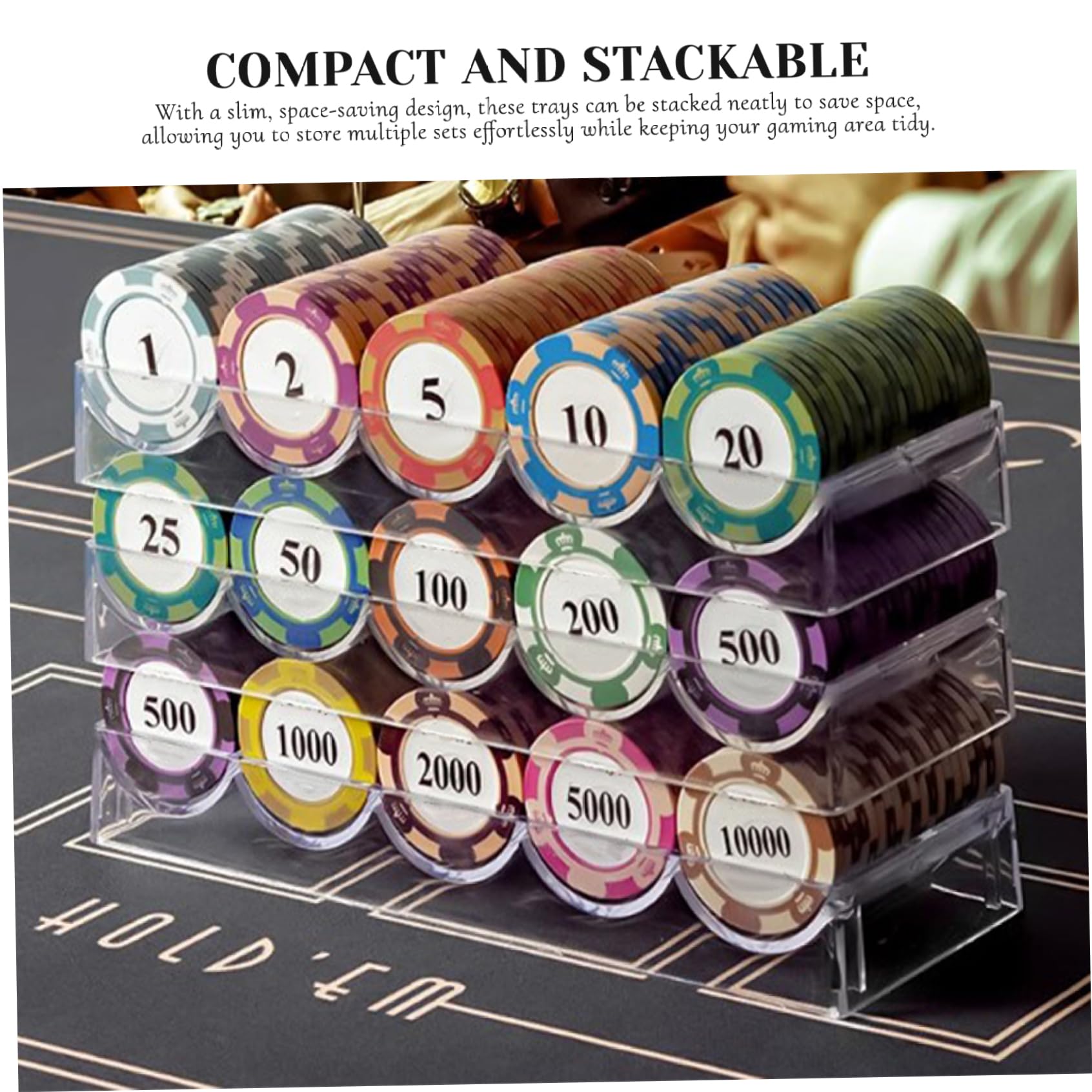 Custodia per Chip da Poker 5pcs, Vassoio di Chip di Poker in plastica Trasparente con Coperchio, vetrina di archiviazione Multiuso per Gioco D'Azzardo, Feste o casa