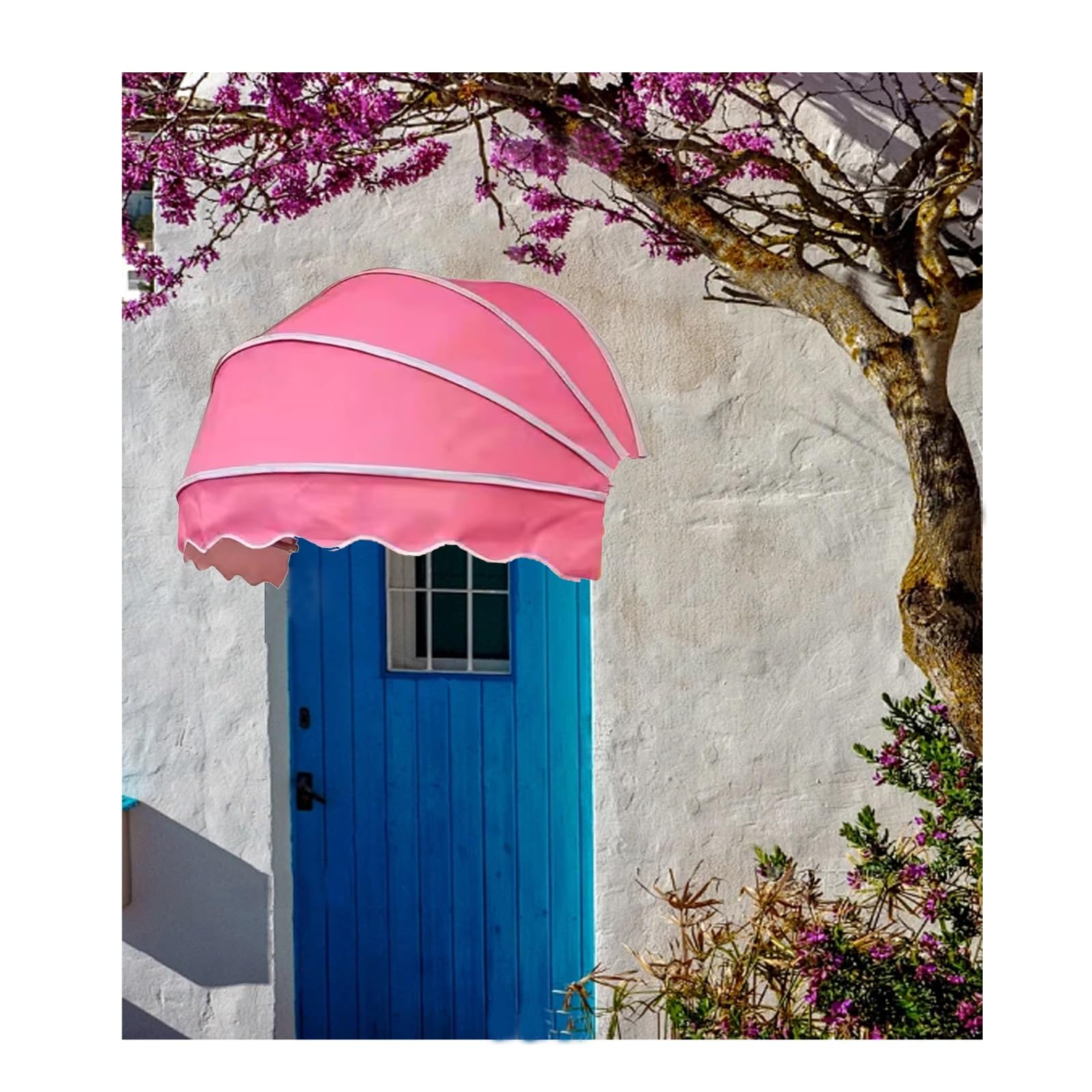 GJZQDKX Outdoor French Curved Awning with Anti UV Canvas Dome Collapsible Hemispherical Door Canopy for Patio Cafes Front/Back Door Cover 23.62in Diameter