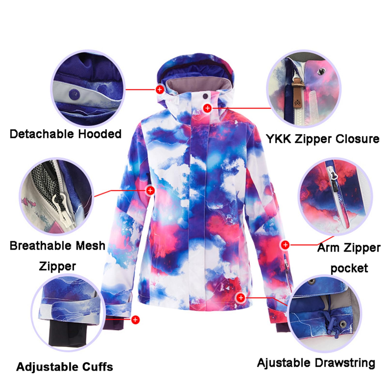 ALSOGO Damen Skianzug Schneeanzug Winddicht Wasserdicht Skifahren Snowboardjacke Trägerhose Set Zum Skifahren Snowboarden Klettern