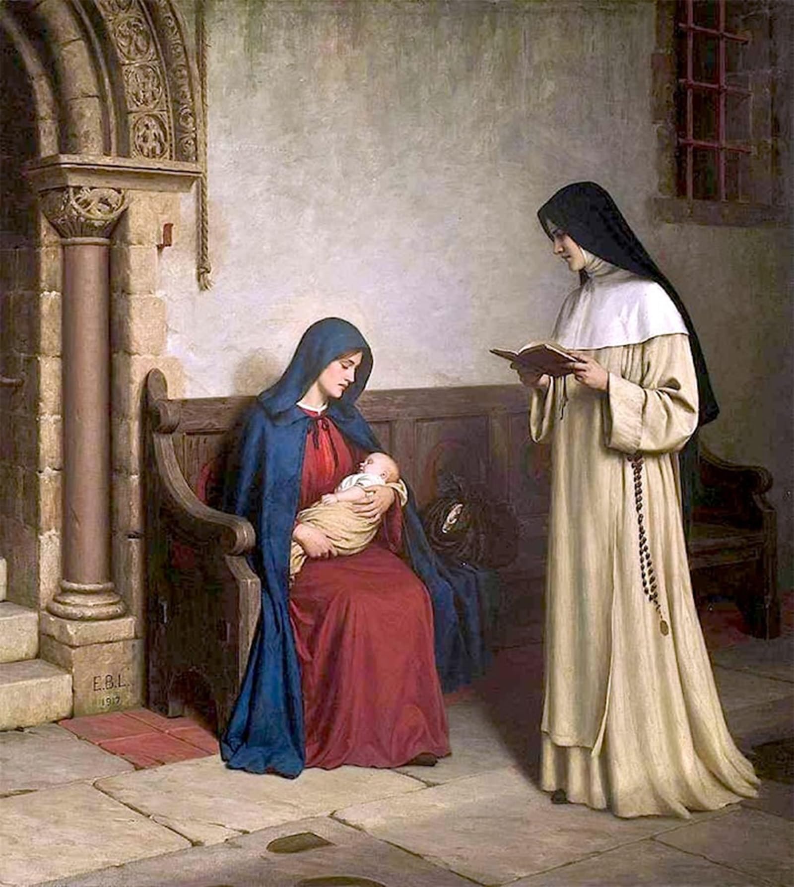 ARTXLXXBN Famous Painting Canvas Artwork Graffiti Print the Blessing by Edmund Blair Leighton Portrait Canvas Image for Home Decor 60x90cm