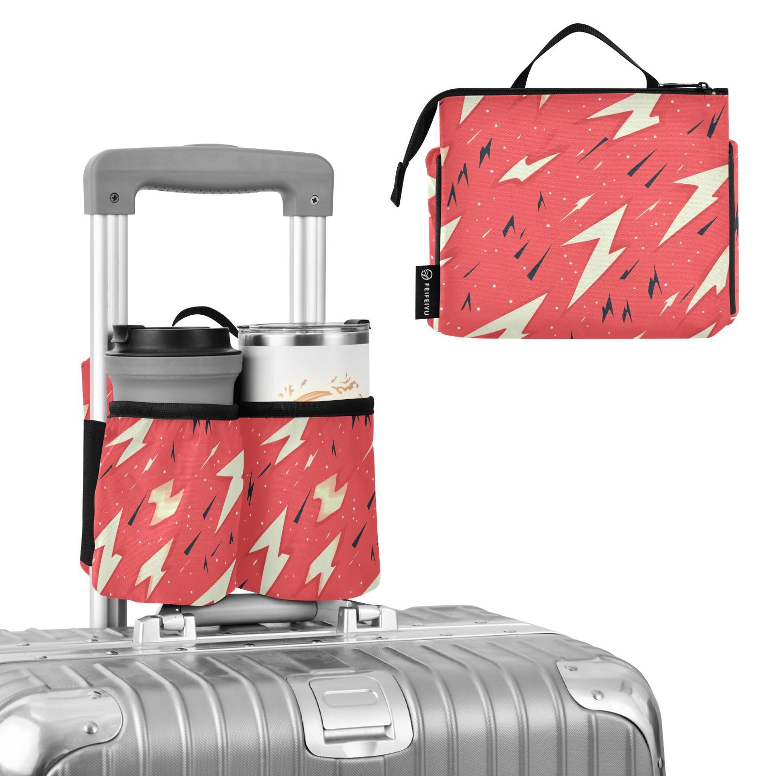 Drink Holder Travel Folding Lightning Mixed Pattern Attachment Cup Holder Travel Gifts for Travelling Women Men