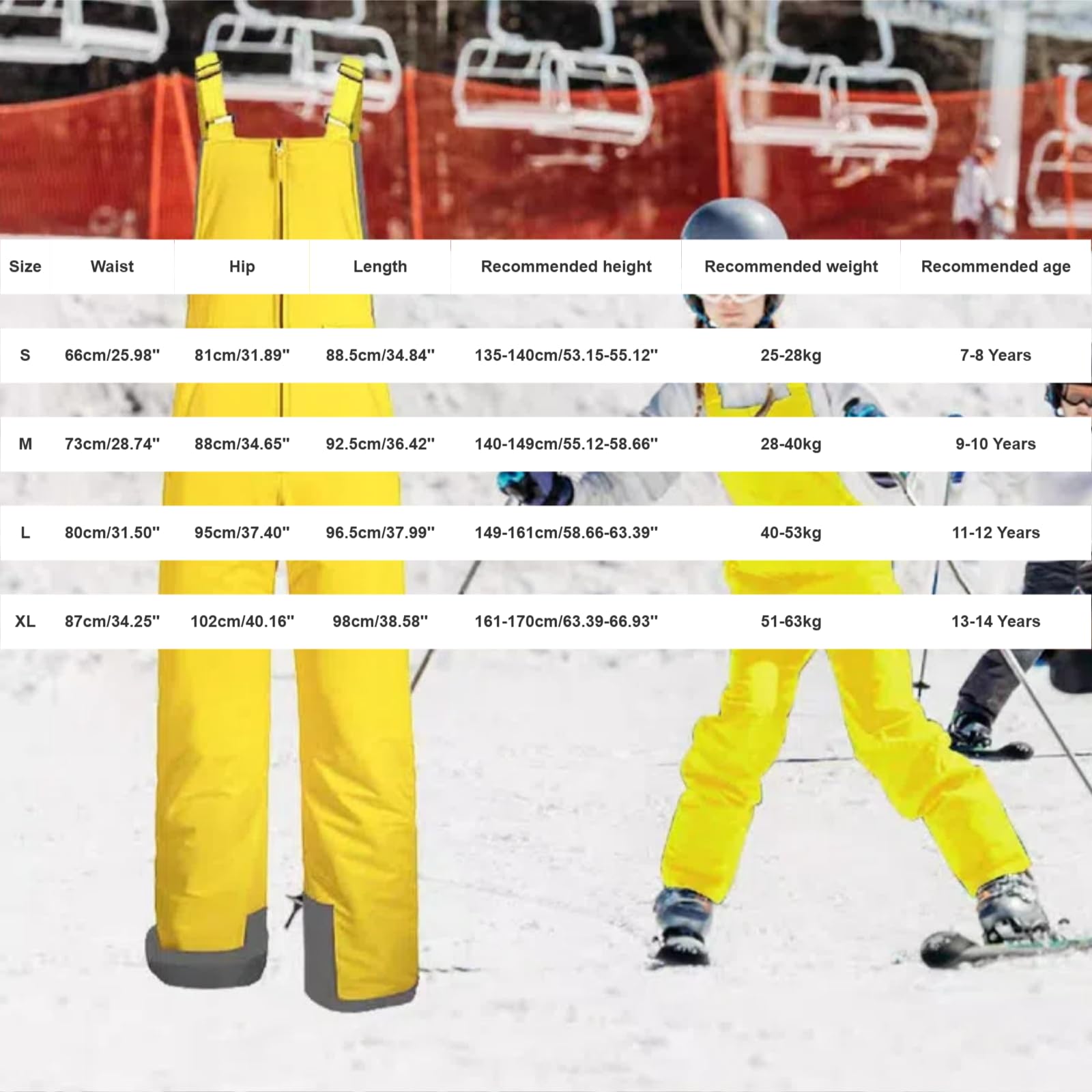 Pantalones de esquí para niños y niñas, pantalones de peto cálidos impermeables y forrados, pantalones de snowboard con cremallera y tirantes para esquí