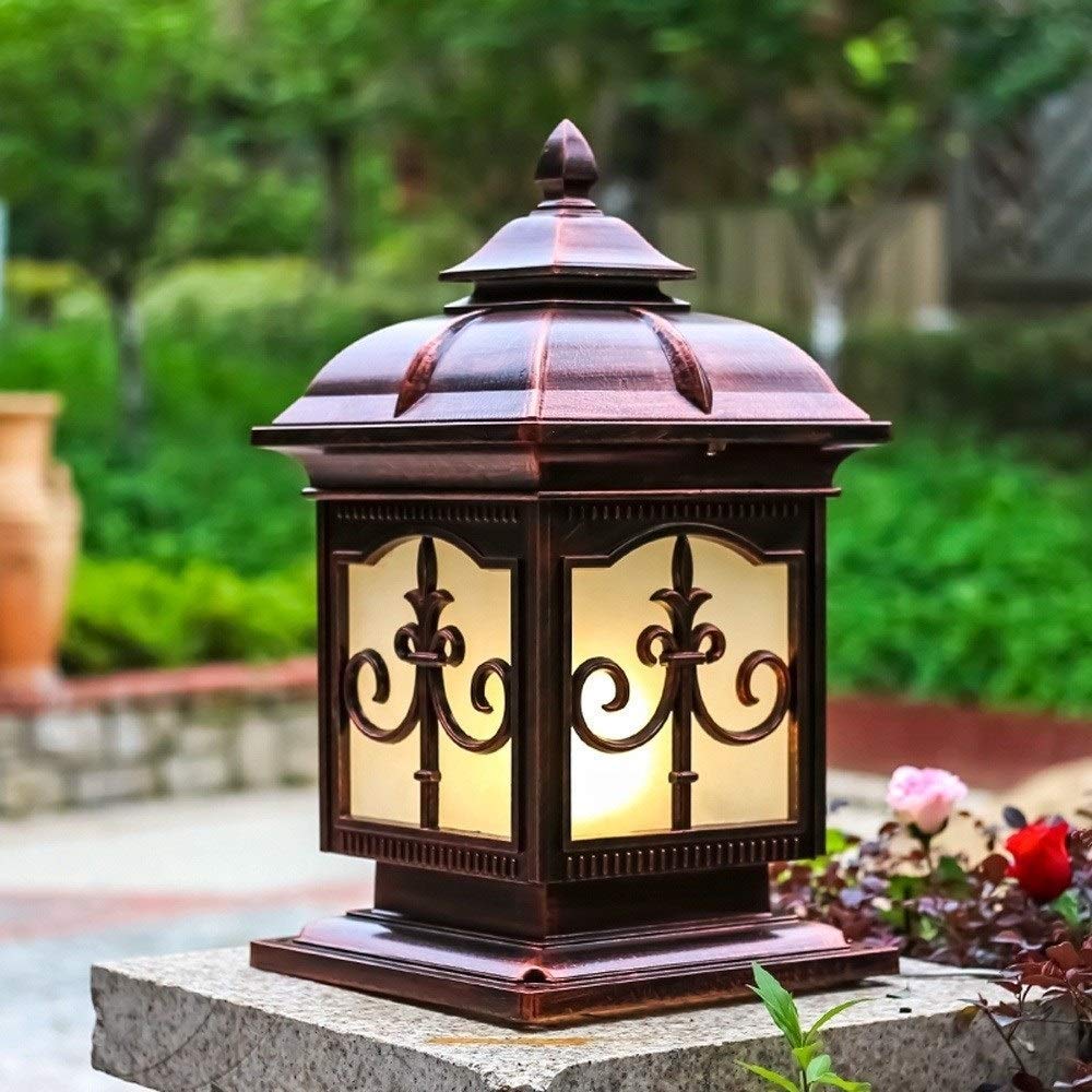 Lámpara de Poste al Aire Libre Retro IP55 Lámpara de Columna de bolardo de Aluminio Impermeable Luz de Pilar de Seguridad Exterior Iluminación E27 para Villa Porche Jardín Patio Camino Calle