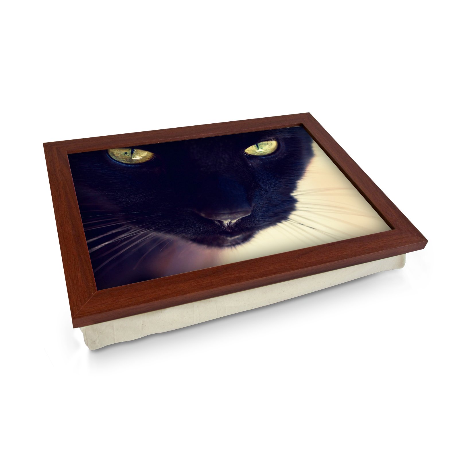 Yoosh Portable Lap Desk Tray - Handmade Wooden Frame, Beanbag Cushion Bottom, For Laptop & Meals
