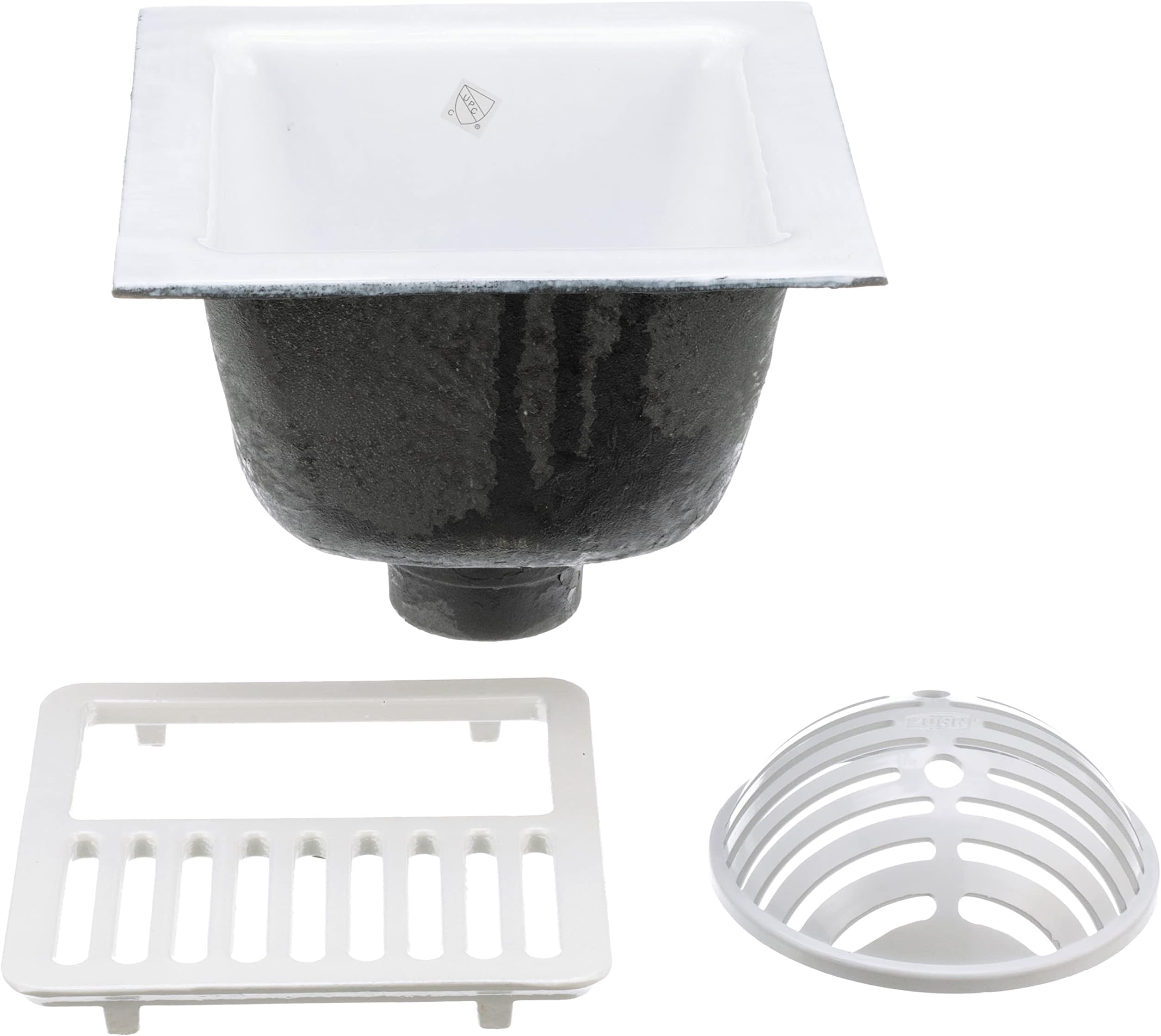 FD2375-NH3-H FD2375 12"x12" Floor Sink Body & Dome Strainer, 6" Sump Depth, 3" No-Hub, with Half Grate