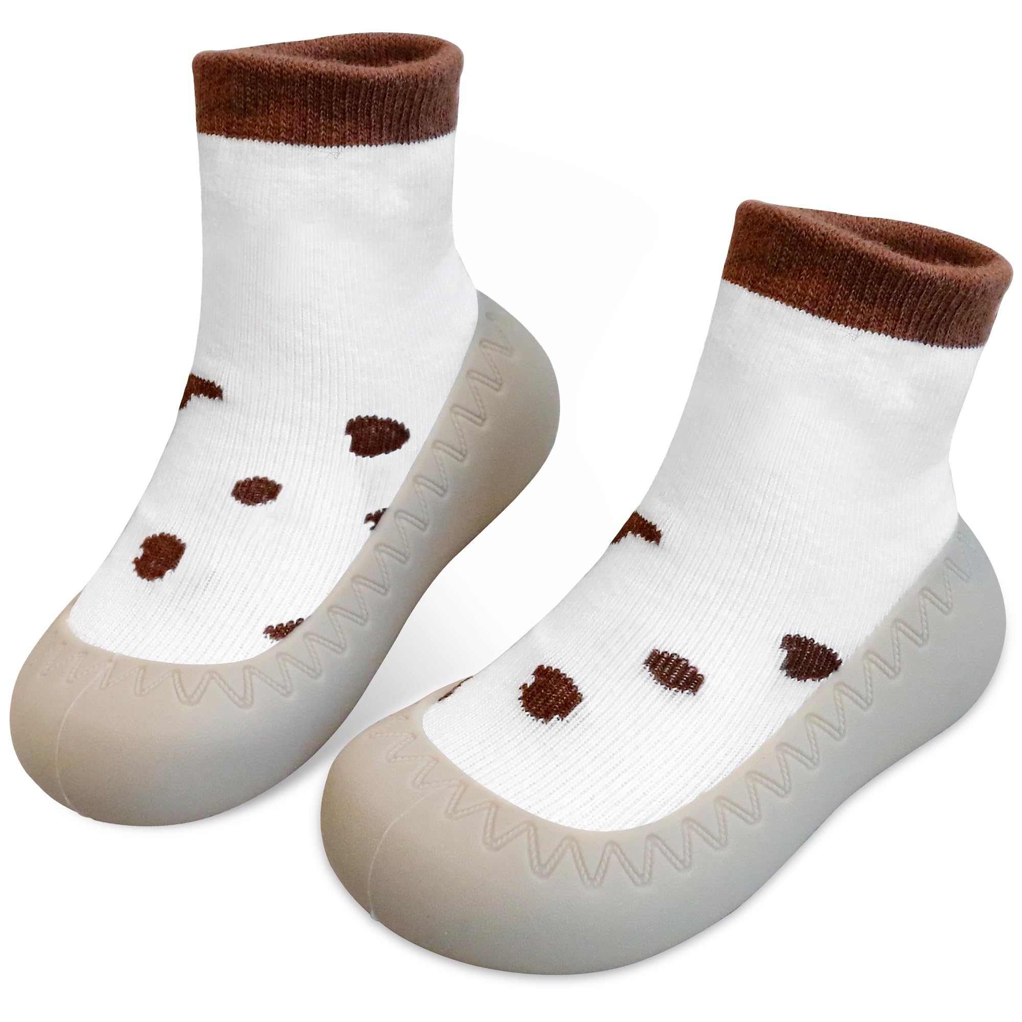 JinBei Skarpety dziecięce, skarpety do raczkowania, skarpety antypoślizgowe, gumowa podeszwa, buty do nauki chodzenia, kapcie bawełniane, miękkie, uniseks, dla małych dzieci w wieku 6-24 miesięcy,