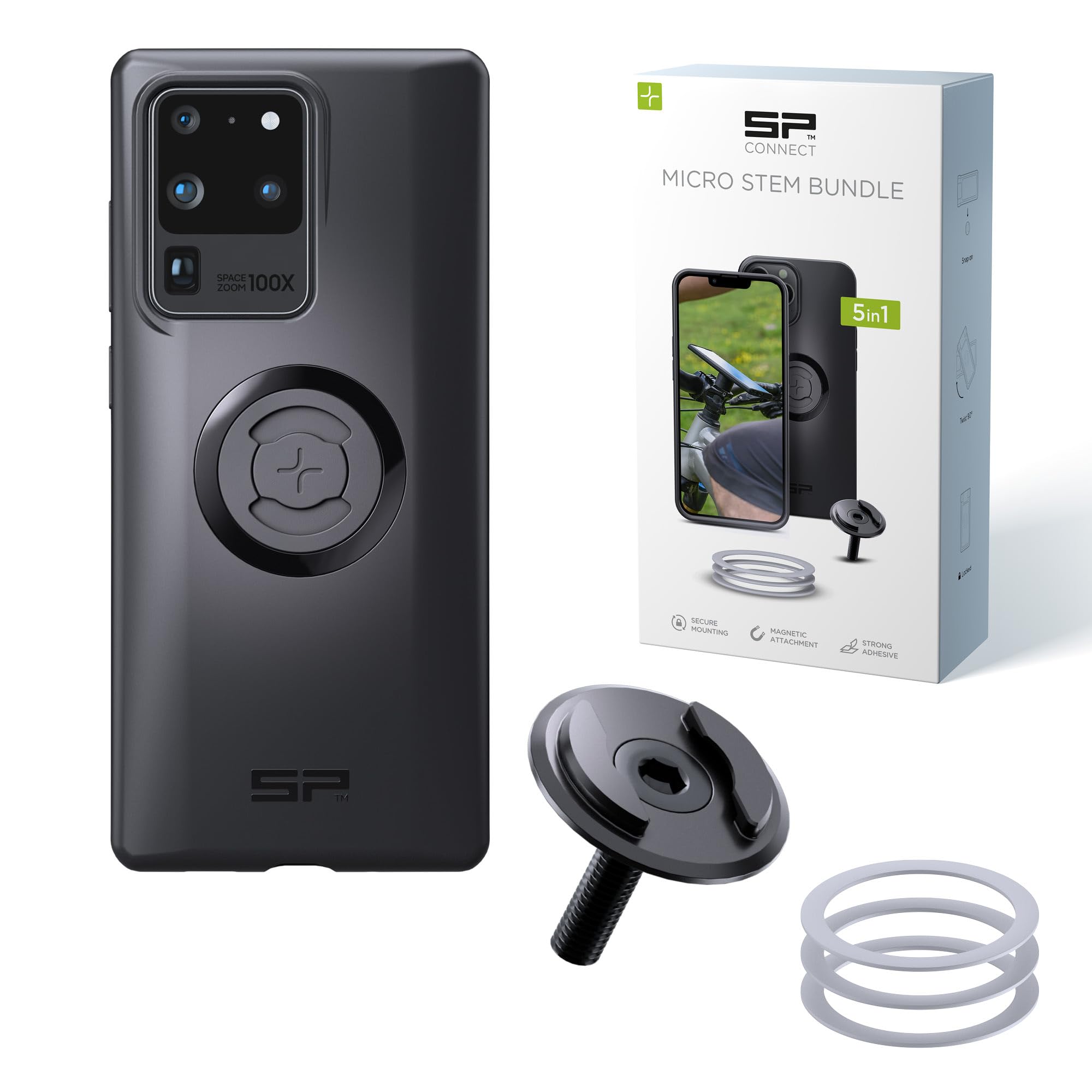 SP CONNECT Micro Stem Bundle | SPC+ | für Samsung S20 Ultra Handy Halterung für den fahrradlenker | Smartphone Halterung Fahrrad