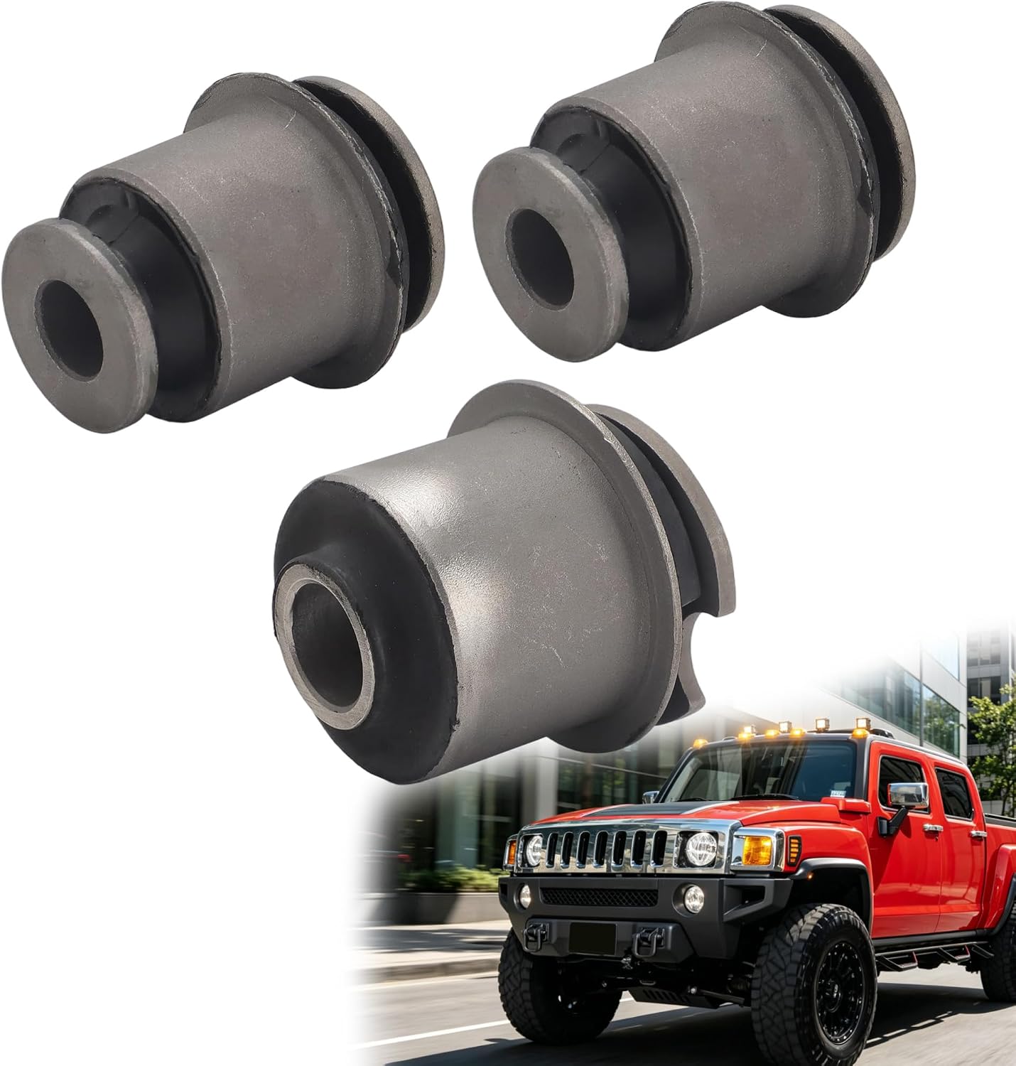 For Hummer H3 H3T Front Differential Support Bracket Bushings Kit, 3 Piece Differential Mount Bushing Set, Replace for#15773961 25872770 15856421 15856422, Fix Clunk When Shifting