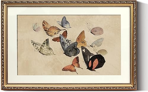 Miniatura 15 de ARPEOTCY Arte de Pared Vintage con Marco Dorado, Paisaje Retro de Jardines y Cielo, 20x25 cm Pequeños Cuadros en Lienzo con Marco Antiguo, Pinturas