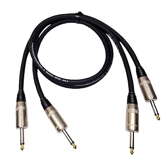 Professional Speaker Cables 1/4" to 1/4" TS Speaker Cords - 3 Foot 12 Gauge AWG DJ/PA/Bass/Guitar Amp Patch Speaker Cables - 2 Pack