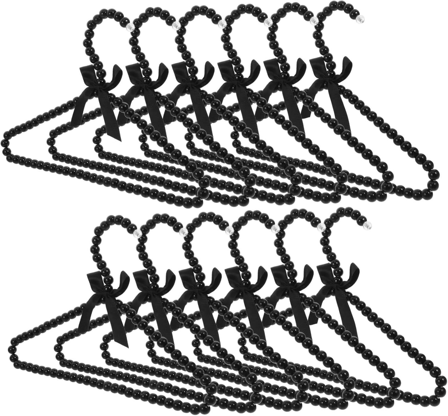 12pcs Hangers for Pet Clothes Elegant Ribbon Bowknot Design Coat Shirt Hangers for Boy Girl and Dogs Black