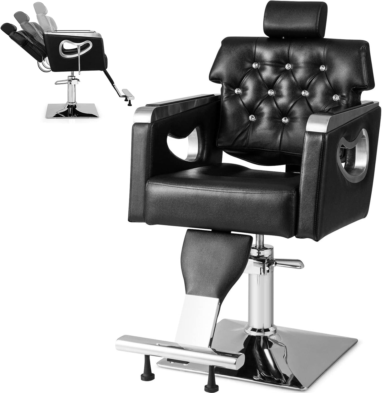 Giantex Reclining Salon Chair, Height Adjustable Heavy Duty