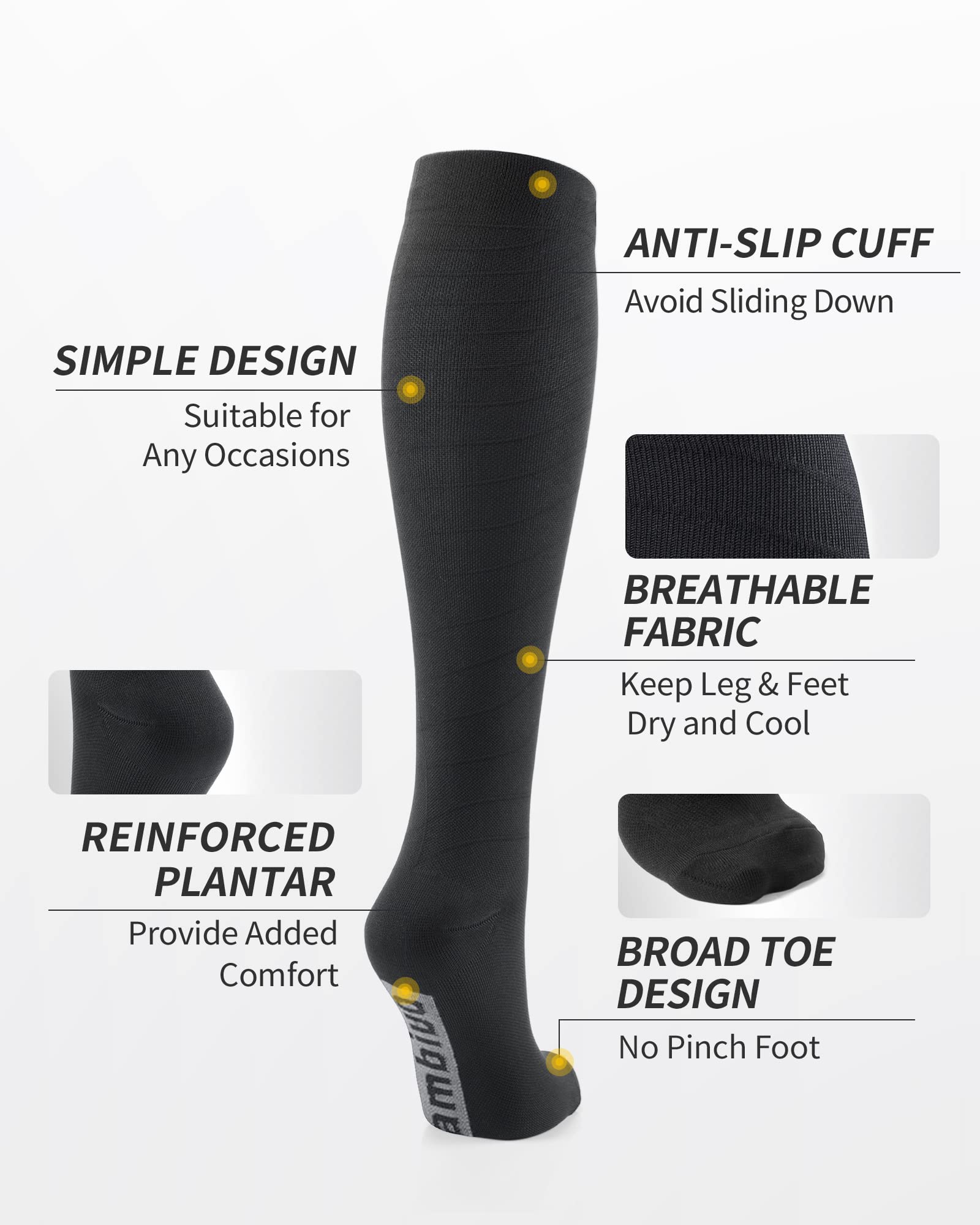 CAMBIVO Calze Compressione Graduata Donna Uomo 3 Paia, Calze a Compressione Graduata 20-30mmHg, Calze Antitrombo Elastiche a Compressione, Gambaletti Calzini per Sportive, Vene Varicose, Aereo, Corsa
