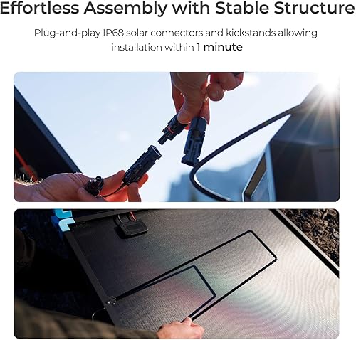 Miniatura 6 de Renogy Maleta de panel solar portátil de 400 W, cargador solar plegable de alta eficiencia del 23% para estación de energía, duradero durante
