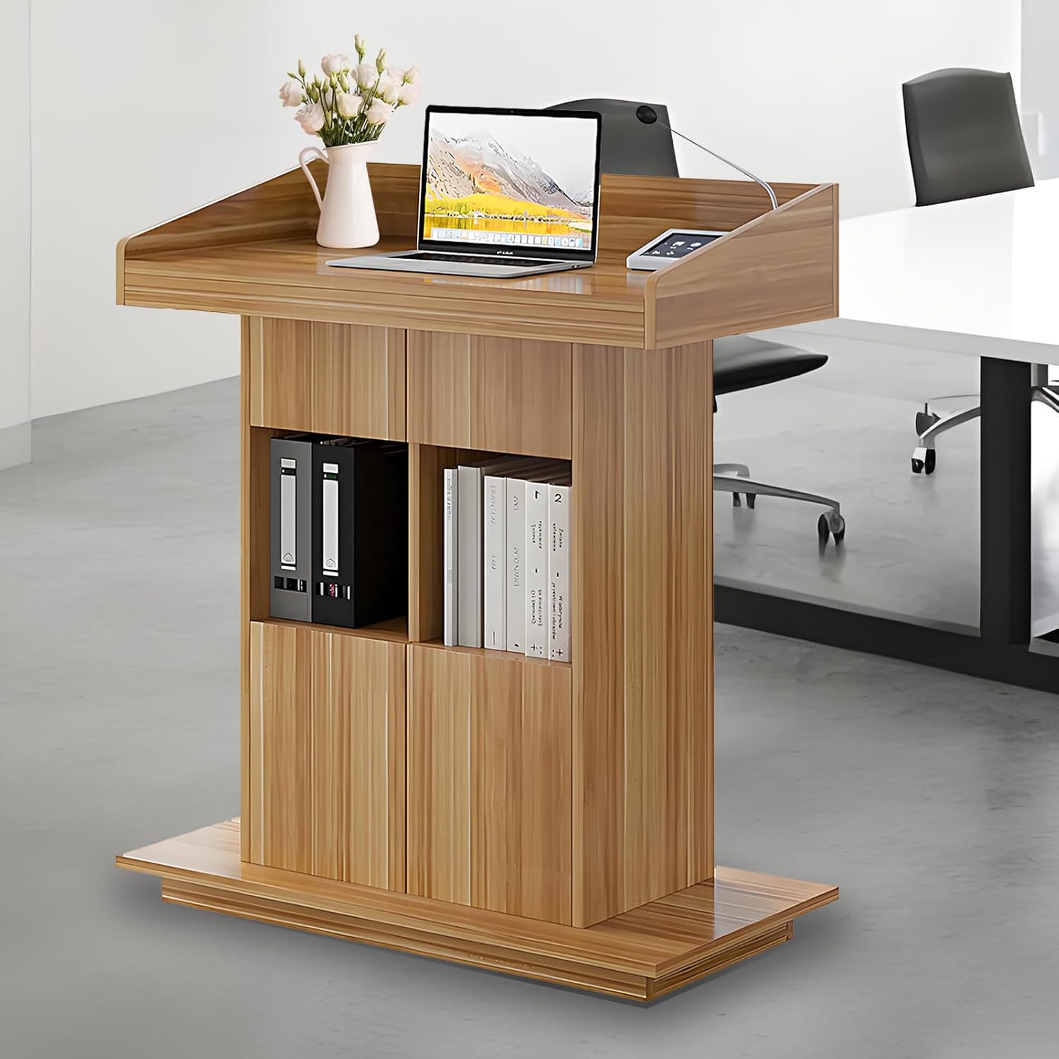 Nova Wooden Presentation Podium with Storage Shelves