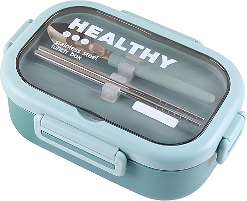 Lonchera de acero inoxidable, caja Bento de 2 compartimentos para adultos, fácil de limpiar, diseño a prueba de fugas, contenedor de almacenamiento