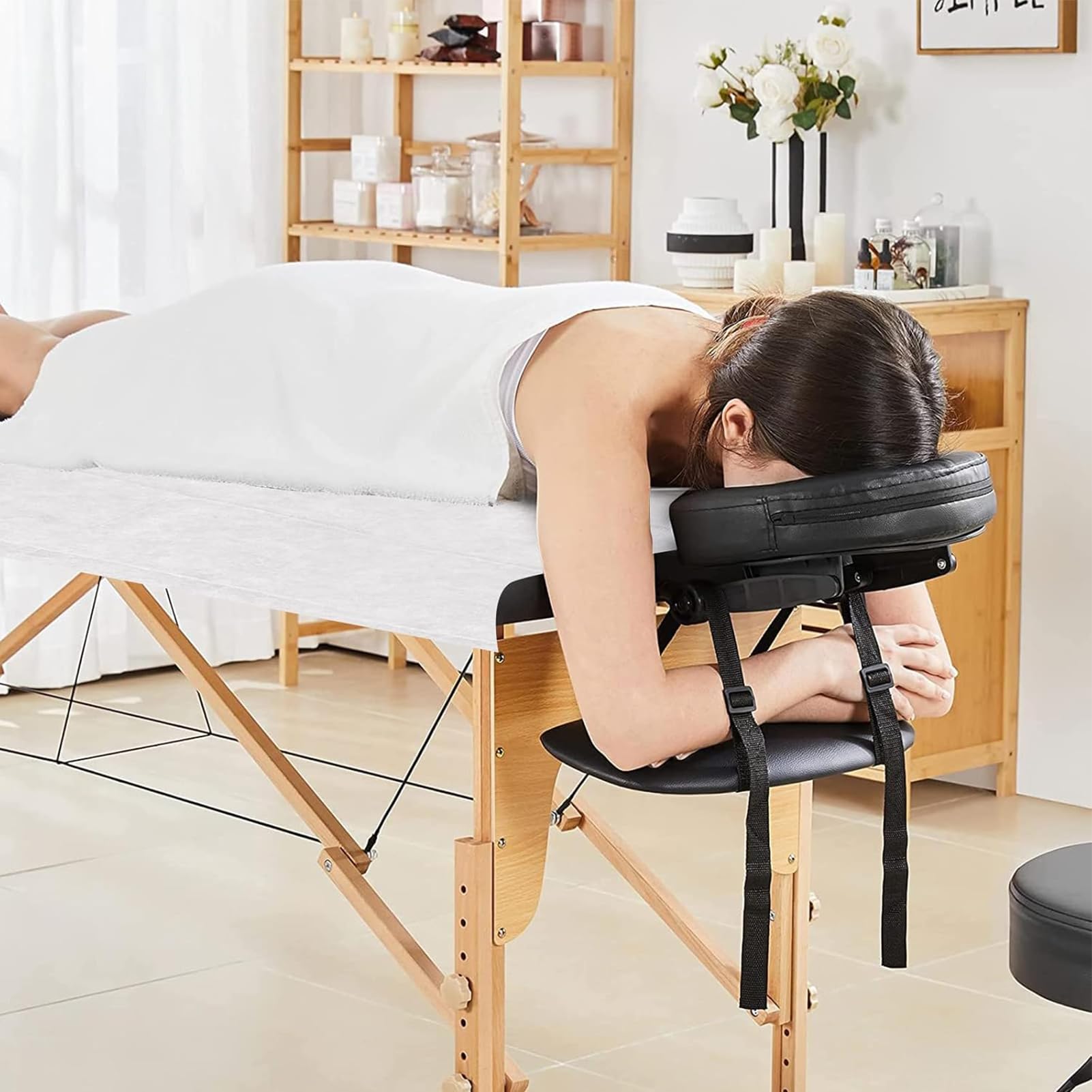 100 Stück Einweg Massageliegen Auflage, 80 x 180cm Einmal Bettwäsche, Massageliege Bezug Vliesstoff, Einweg Bettlaken für Spa, Salon, Hautfreundliche Einweg Massagetisch Bettlaken(weiß)