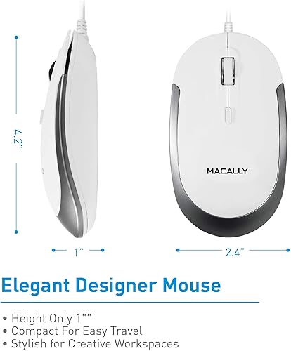 Miniatura 8 de Macally Teclado Mac con cable y mouse silencioso con DPI ajustable, mejora tu espacio de trabajo