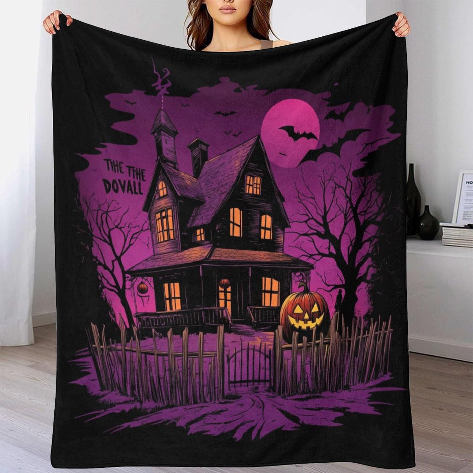 Couverture maison hantée 3D en flanelle super douce et douillette pour lit d'enfant