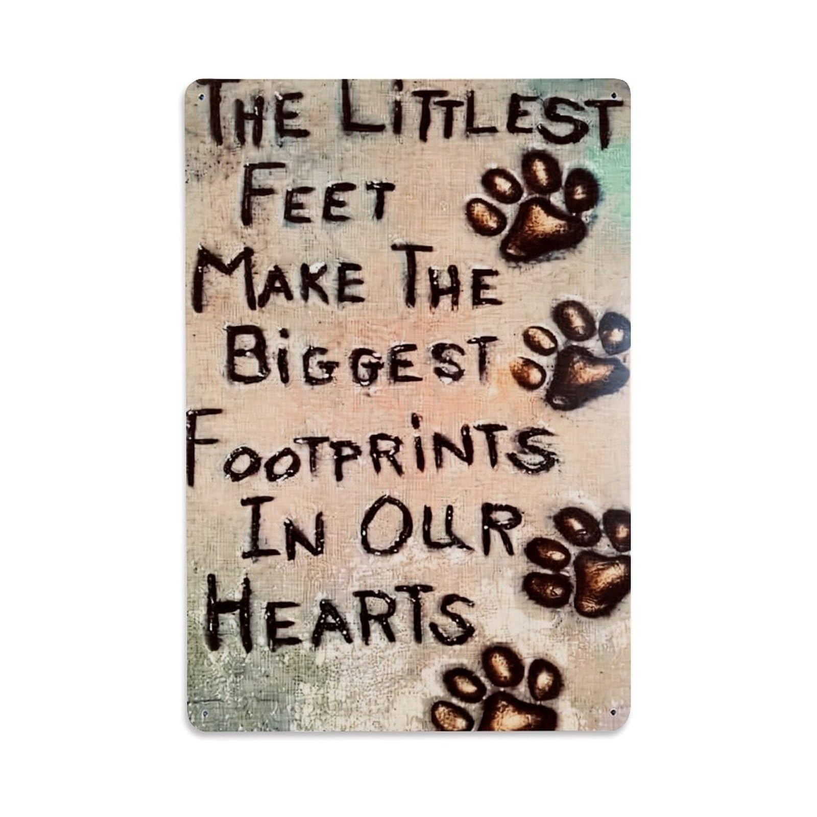 Jdyaojiesheng Vintage Paw Prints On Heart Canvas Tin Sign Retro Metal Wall Decor Metal Poster, Home Bar Garage Farmhouse Cafe Wall Art Decoration 8X12inches