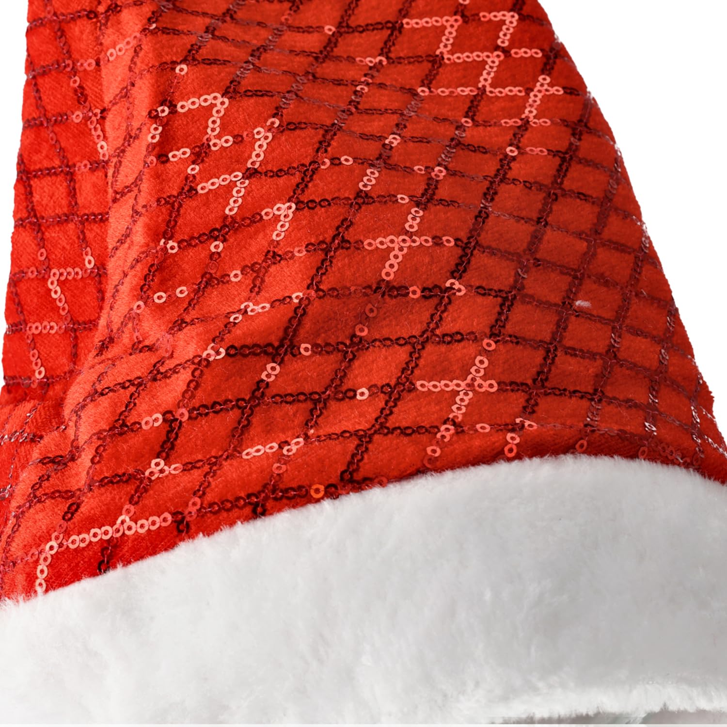 Chapeaux de Noël Adultes et Enfants, Taille de la Tête 54-56, Bonnets à Paillettes pour Les Vacances de Noël Nouvel An, 12 Pièces, Rouge