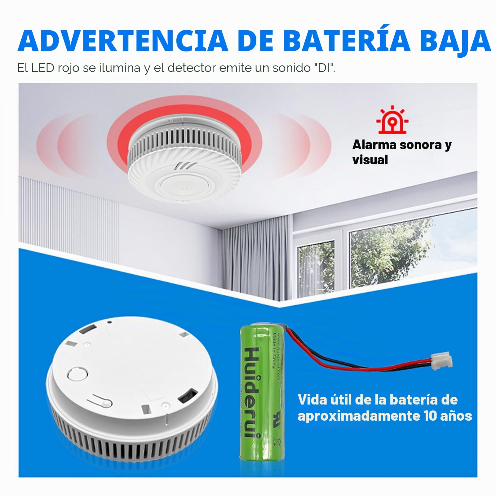 Smart WiFi Detector de Humo 10-Año Batería, Detector de Humo con Sensor Fotoeléctrico, Función de Silenciado y Autocomprobación, Certificado DIN EN14604, Compatible con Tuya/Smart Life App 2-Pack