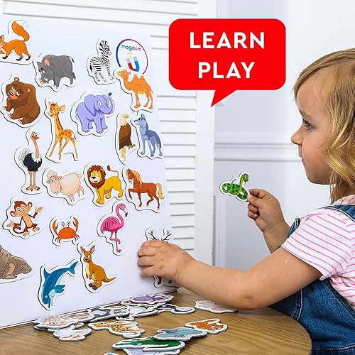 Miniatura 2 de Imanes de nevera para niños pequeños  magdum  40 imanes de animales grandes para niños  Granja + Zoológico + Mar + Bosque lindos animales magnéticos