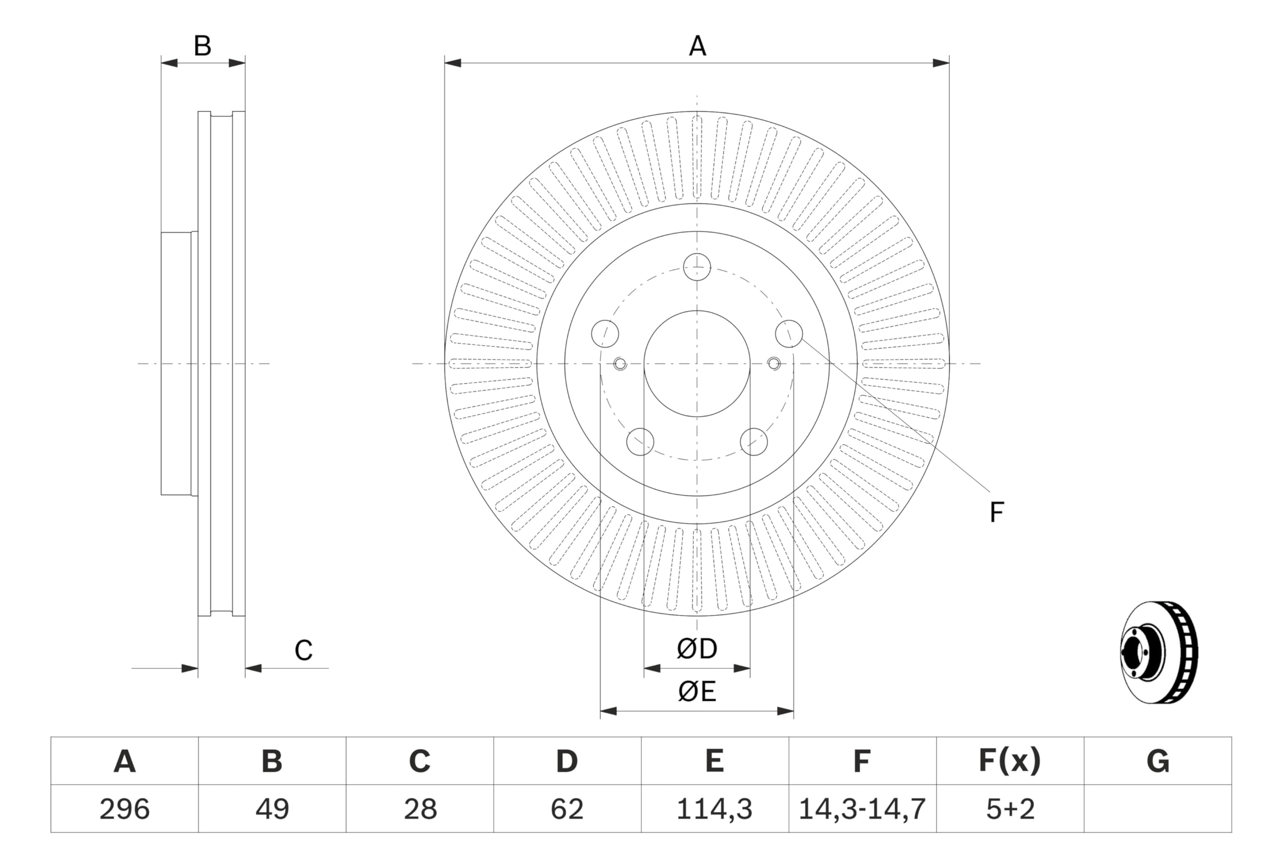 BOSCH Set Dischi Freno BD1598 - Dischi Freno Solidi di 296mm - Asse Anteriore - Conformi al regolamento ECE-R90 - Lunga Durata, Anticorrosione Avanzata - 2 Dischi