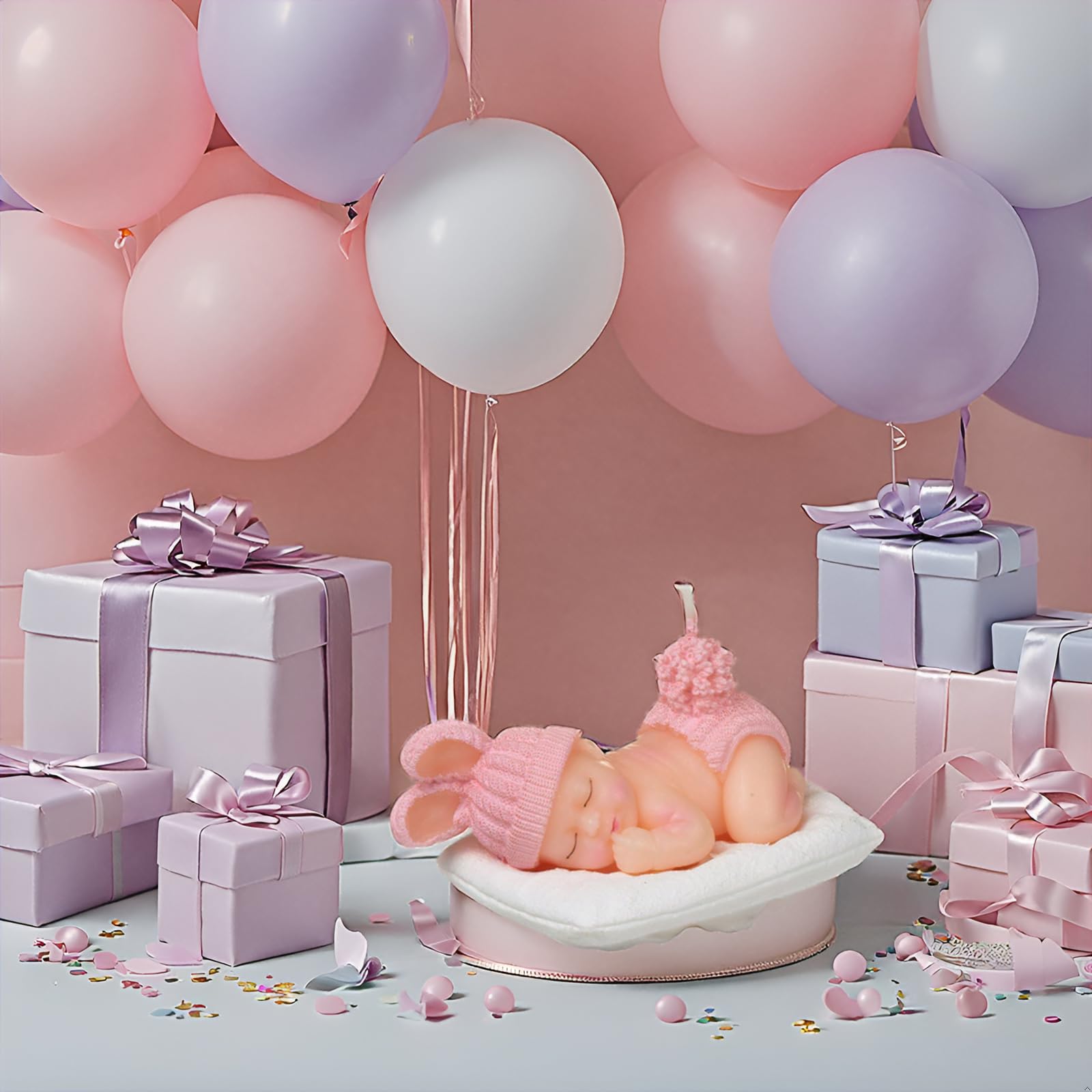 Vela de cumpleaños rosa, vela de decoración de pastel de bebé durmiendo para fiesta, baby shower, adorno de lugar de boda, celebraciones de festivales
