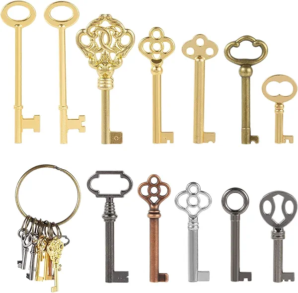 12PCS Hollow Barrel Skeleton Key, Generic Skeleton Key, Vintage Furniture, Vintage Locks, Decorations