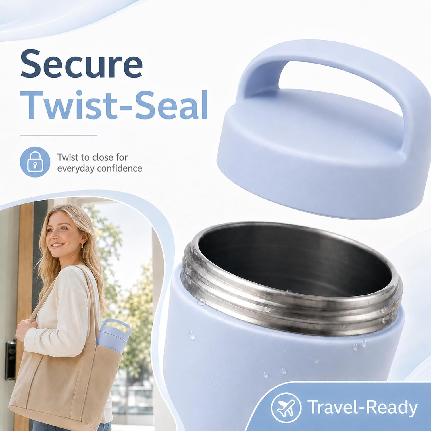Portable Breast Milk Cooler with 2 BPA-Free PP Storage Bottles, 24-Hour Stainless Steel Breastmilk Chiller for Travel and Working Moms, Leak-Proof Modular Milk Cooler, 480ml (7oz+11oz)