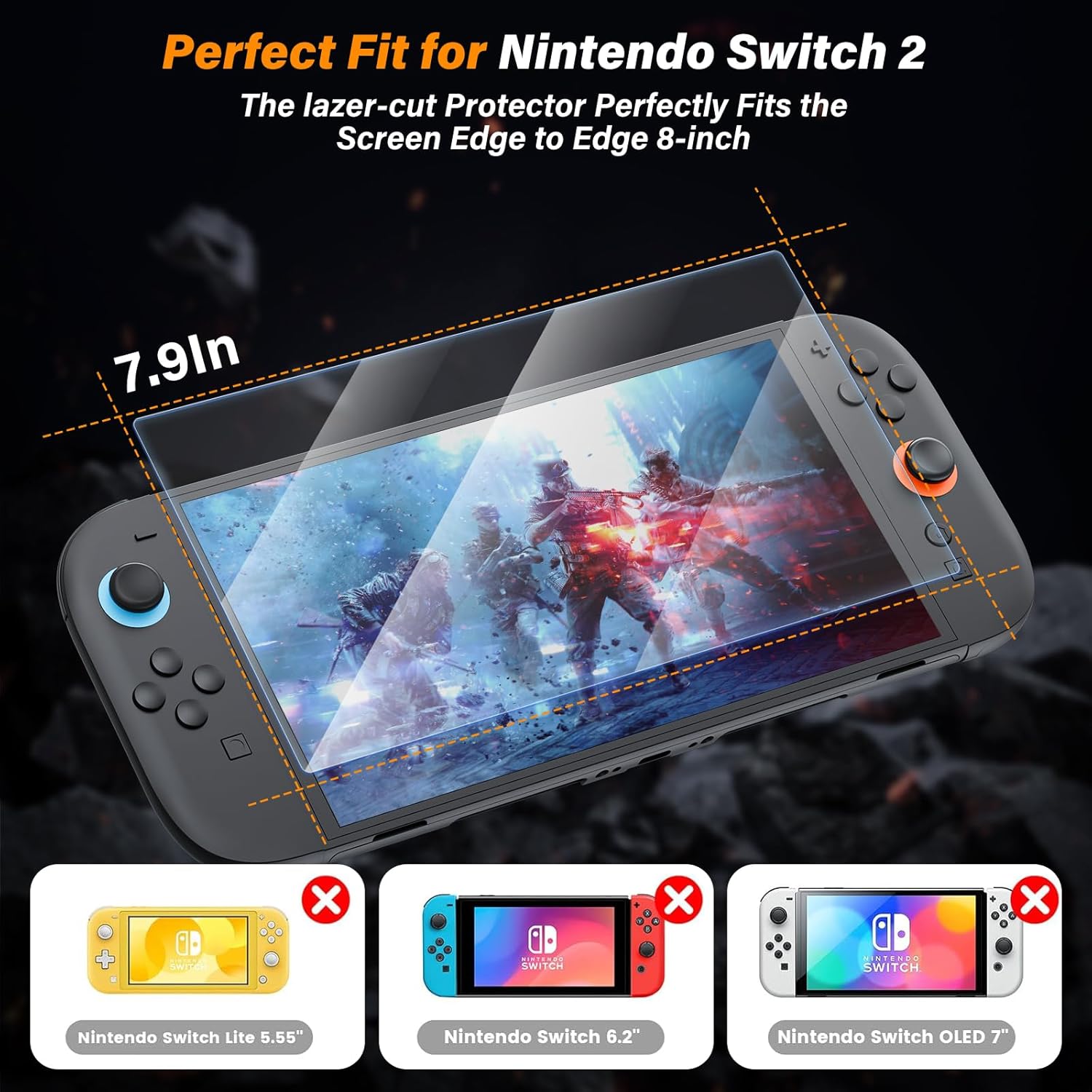 iPLYGAM Tempered Glass Screen Protector for Nintendo Switch 2, HD Clear 9H Ultra-Tough Hard Screen Protector, Anti-Scratch, Bubble-Free, Switch 2 Accessories Tempered Glass Screen Protector 1 Pack. - Image 2