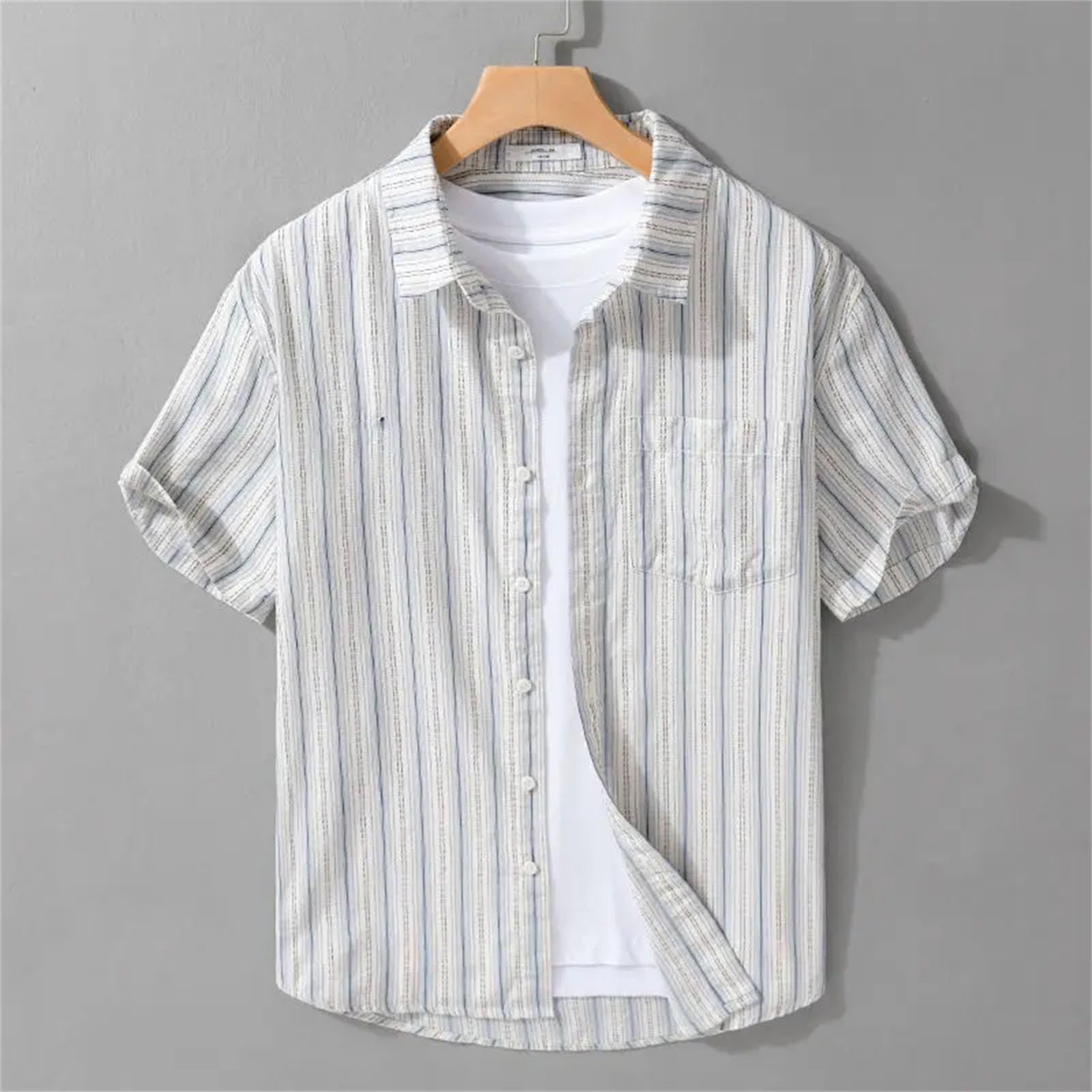 Camisa de manga corta con botones para hombre, diseño holgado, elegante, casual, estilo de negocios, a la moda, cómoda, para uso diario