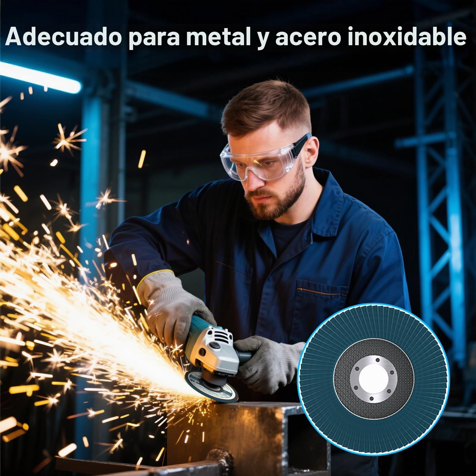 20 Piezas Discos de Amoladora Angular, 125mm Discos de Solapa, Discos de Lijado Grano de 60 para Pulir Metal, Madera, Acero