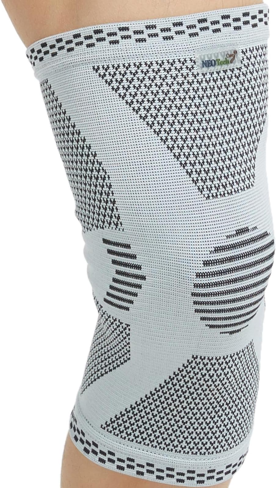 Neotech Care Bamboo Fiber Knee Support - Lightweight, Elastic, Comfortable & Breathable Fabric - Sleeve Brace for Men, Women, Youth - Right or Left (Grey Colour, Size M, 1 Unit)