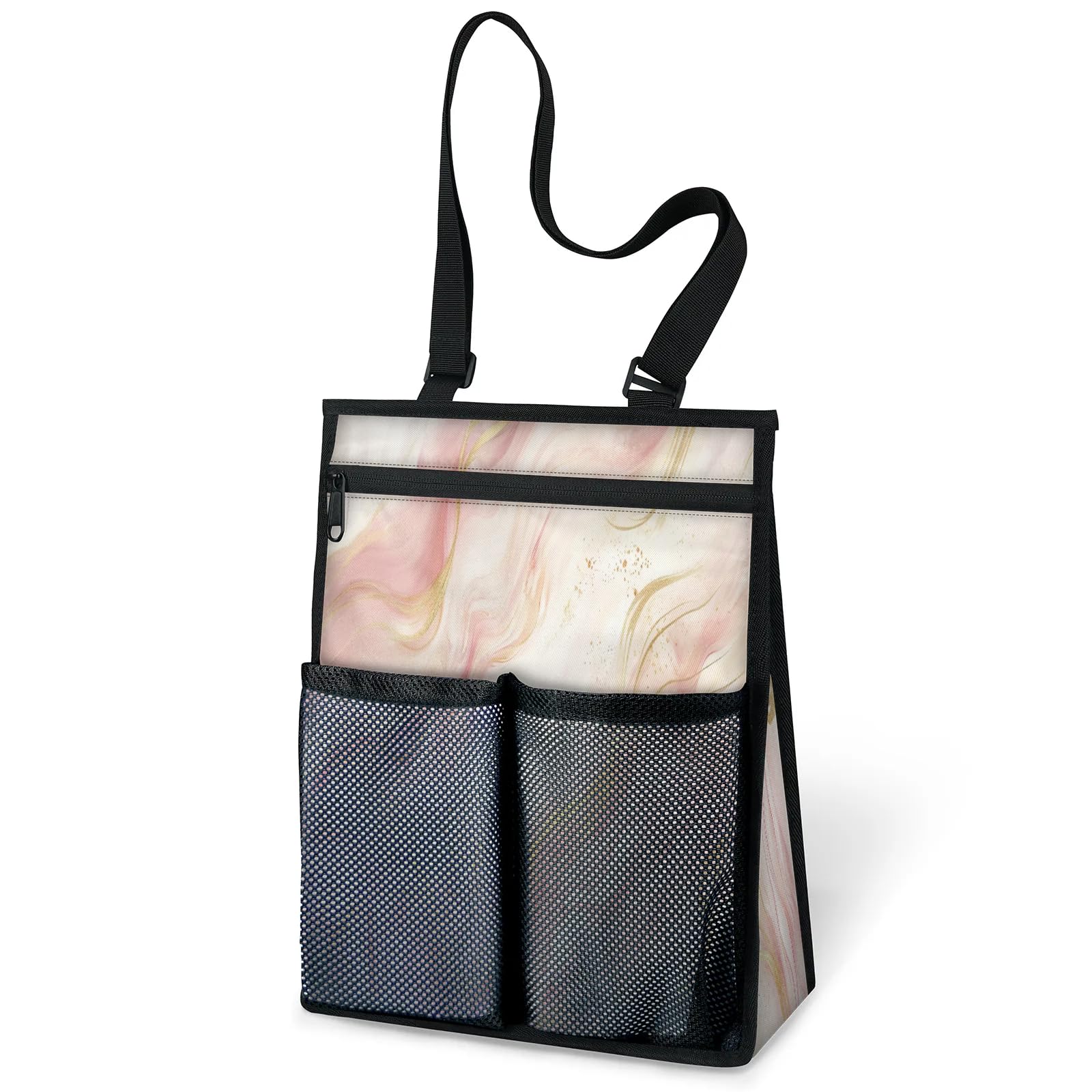 Ourtheme Marble Texture Design Portable Shower Bag for Travel Gym Camp Beach Tote Shower Caddy Bags Hanging Toiletry