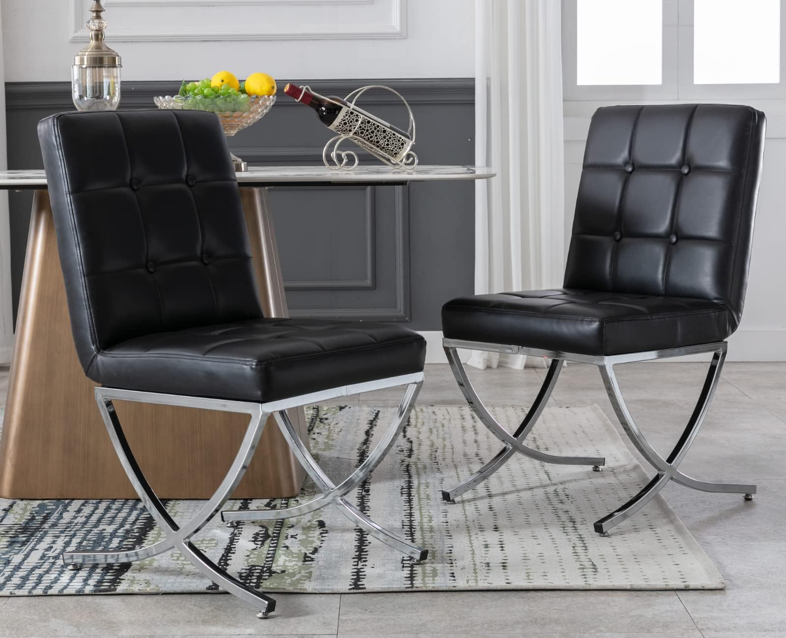 Amazon.com - EALSON Modern Tufted Dining Chairs Set of 2 Leather ...