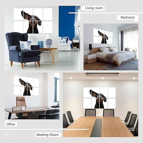 Miniatura 6 de Paneles acústicos artísticos, escucha atenta perro salchicha oído de perro aislado blanco acústico insonorizado panel de pared con panel